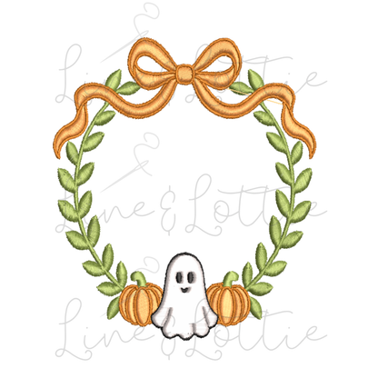 Halloween Ghost & Pumpkin Wreath