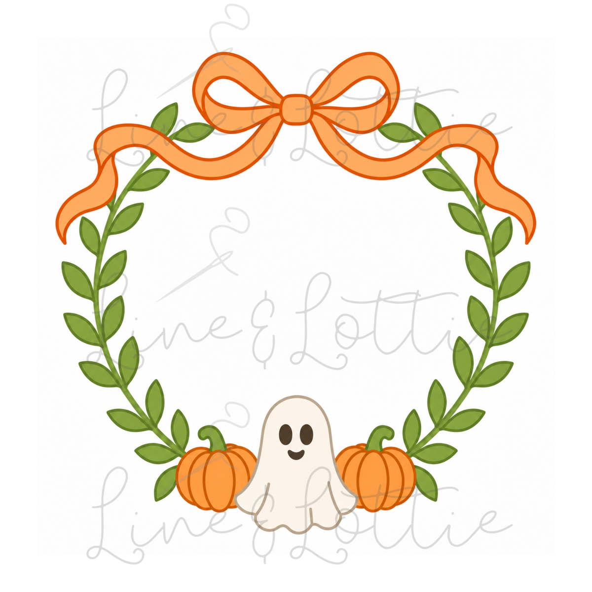Halloween Ghost & Pumpkin Wreath