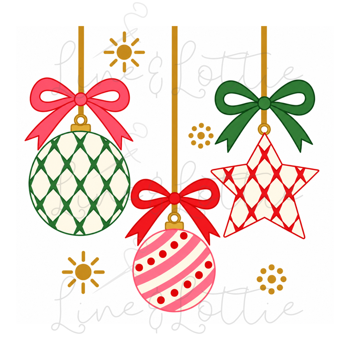 Merry & Bright Christmas Ornaments Lattice Fill