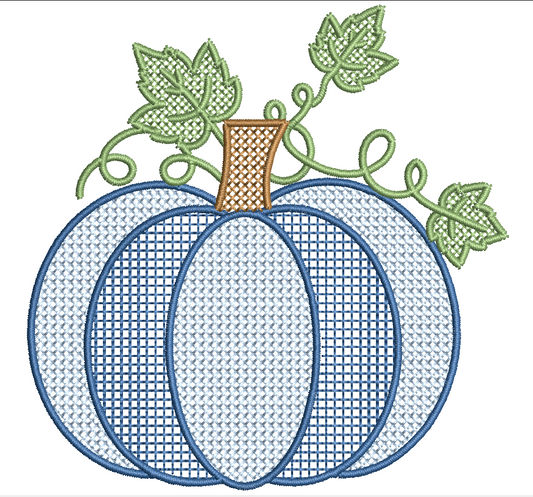 Blue Cross Stitch Pumpkin