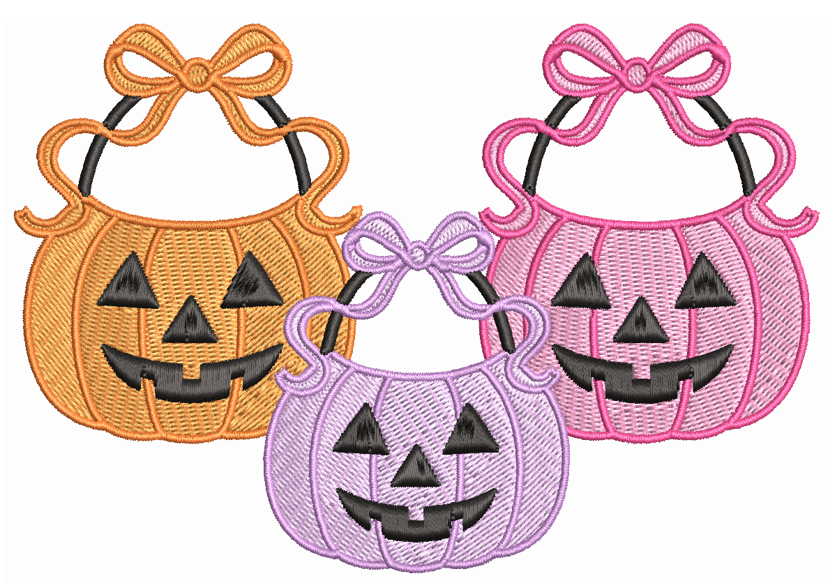 Girl Trick or Treat Pumpkin Trio